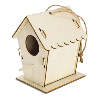Casita para pájaros de madera clara